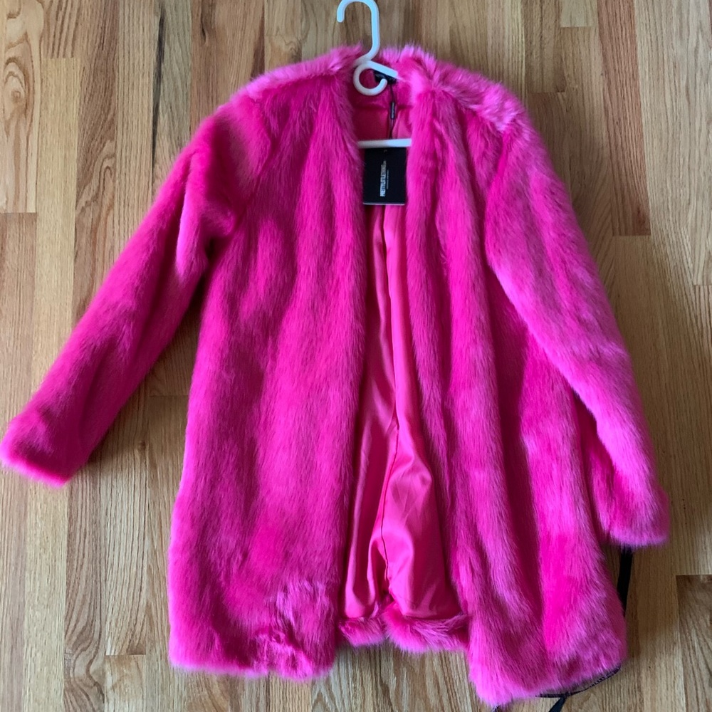 Kourtney k x PLT faux fur jacket size 4